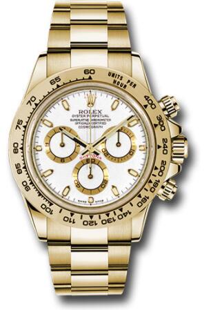 Replica Rolex Yellow Gold Cosmograph Daytona 40 Watch 116508 White Index Dial